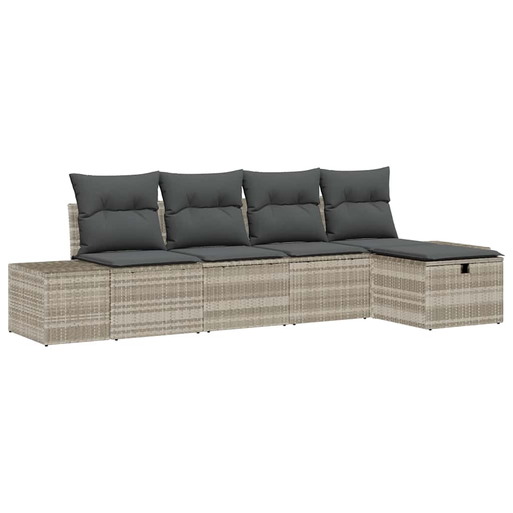 Garten-Sofa-Set 5 pcs Hellgrau 55 x 62 x 69 cm Poly Rattan